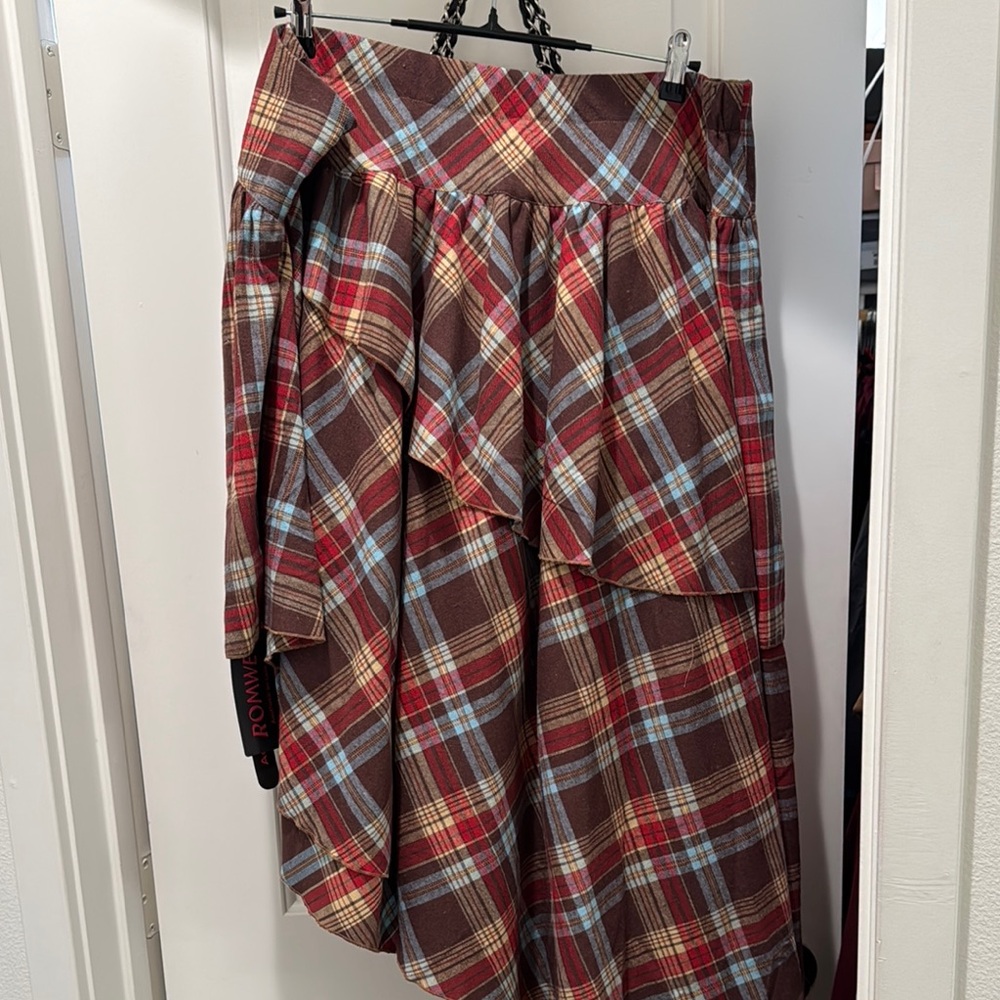 Plaid Brown and Red Skirt